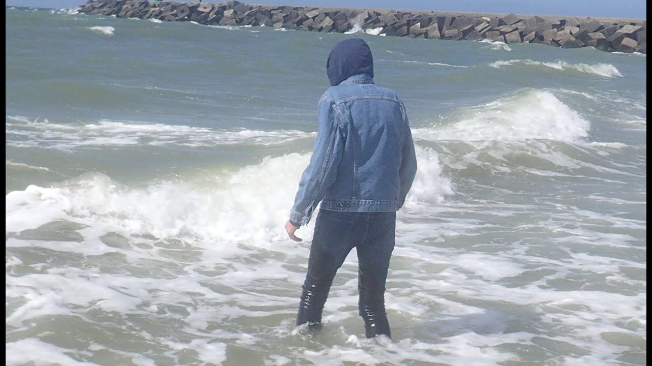 Playing in the surf.