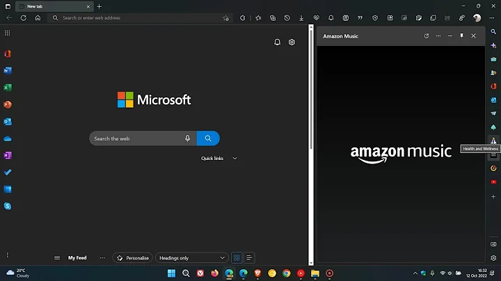 Edge could be getting new Health and Wellness, Amazon and Yandex Music Side bar "Quick actions"