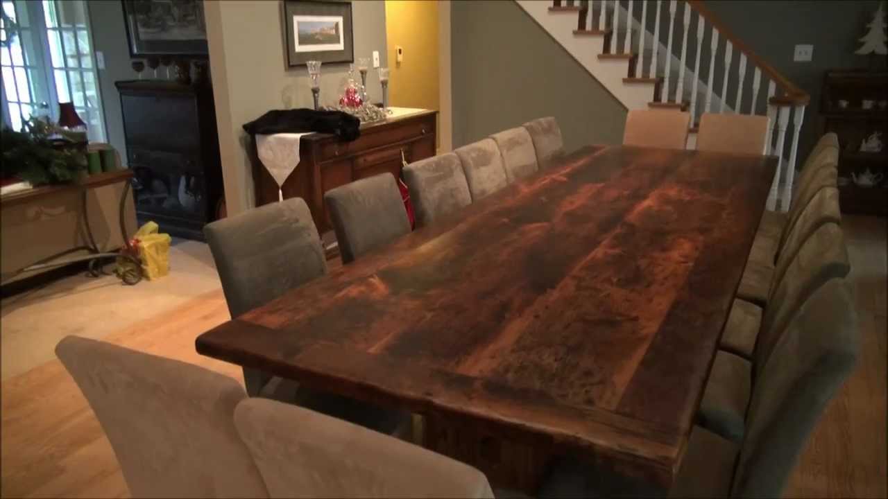 Reclaimed Wood Trestle Tables Finished with Epoxy by HD 