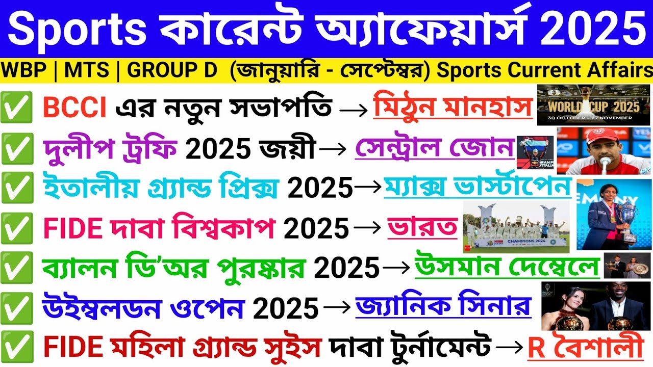 Sports Current Affairs 2025 | Sports Current Affairs | 2025 Sports ...