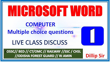 COMPUTER MICROSOFT WORD QUESTIONS || COMPUTER GK ODIA || MS WORD MCQ LIVE CLASS