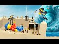 Wave machine vs huge lego minifig  tsunami dam breach experiment  lego city flood