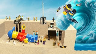 Wave Machine VS. Huge LEGO Minifig  Tsunami Dam Breach Experiment  Lego City Flood