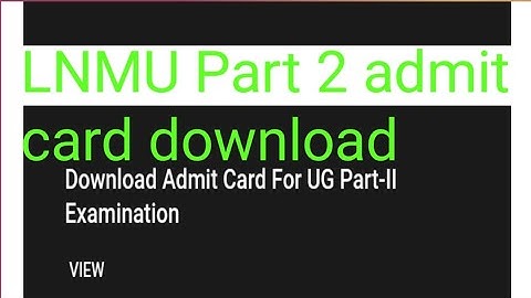 LNMU Part 2 admit card।lnmu part 2 admit card kaise dawnload kare।lnmu।@Brightfeatureacademy