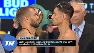 Vasiliy Lomachenko \& Jamaine Ortiz Make Weight | Lightweight Showdown Set for Tomorrow Night ESPN+