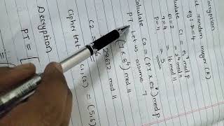 Elgamal Crypto system with example problem