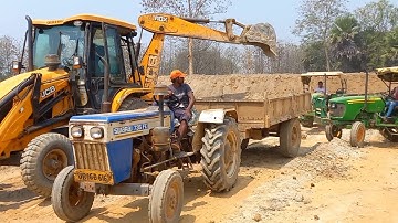 New JCB 3dx Backhoe Machine Making Pond And Loading Mud In Swaraj And Johndeere Tractors | Jcb Video