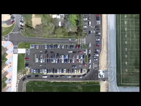 Aerial of West Bridgewater Middle/Senior High School Parking Lot Dismissal