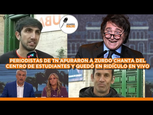 PERIODISTAS DE TN APURARON A ZURDO DEL CENTRO DE ESTUDIANTES Y QUEDÓ PEDALEANDO EN EL AIRE EN VIVO