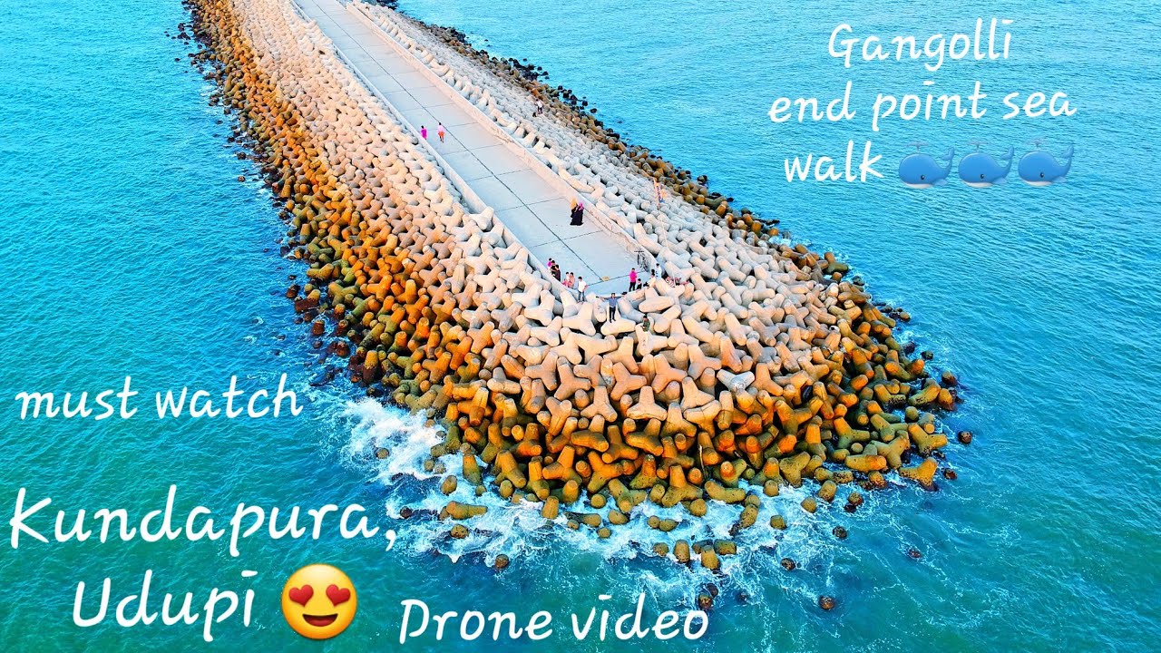 Gangolli beach end point sea walk, Kundapura,Udupi shot from drone | Karnataka one state many worlds