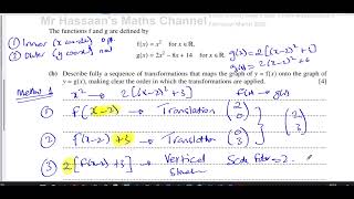 CAIE, 9709/12/F/M/22 Pure Mathematics, March 2022, Paper 12, Q5,  Quadratics, Transformations