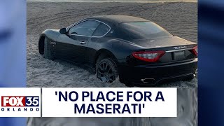 Maserati gets stuck on Cocoa Beach after drives flees police
