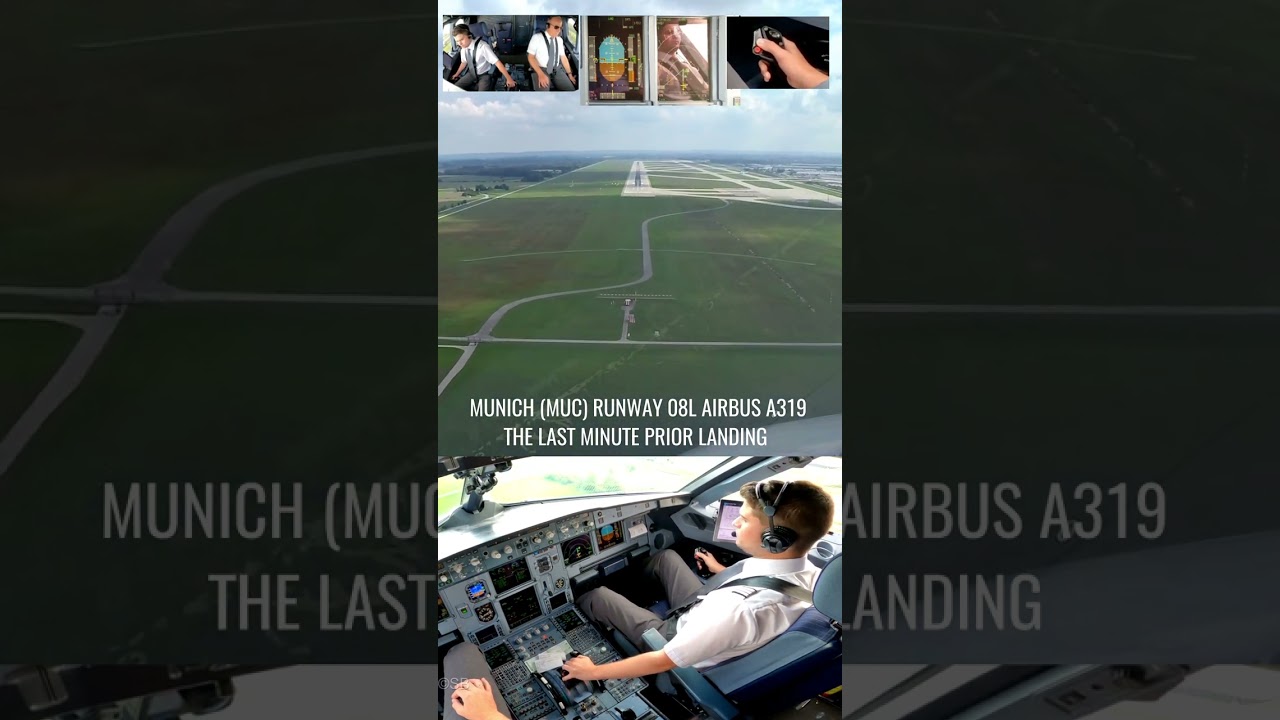 Munich (MUC) | landing runway 08L | The last minute  | Airbus A319 | cockpit + pilot views | 