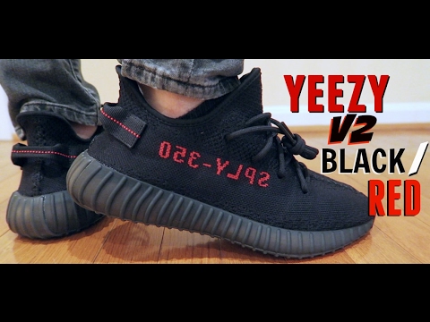 yeezy bred on foot