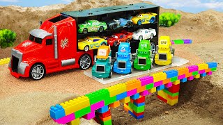 Trucks carrying cars and cranes rescue McQueen sports car from Ponni - HP DIY Farming