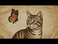 Cat batting at butterfly