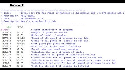 Computer System Architecture:Assembly Language(Easy68K)Problem Based Task2 by Afiq, Monisha, Tharany