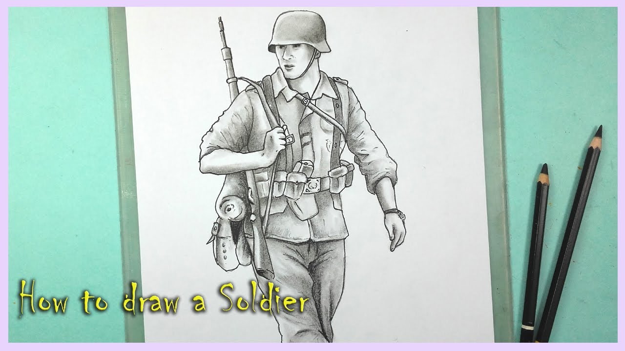 How to draw a soldier step by step || Easy Charcoal pencil sketch ...