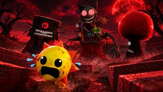 Help Me! Scared Sun Character Screaming And Running From Terrifying Red Monsters In A Maze Garry MoD