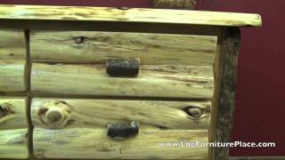 Jason gives a closer look a the very unique hickory and cedar log 6 drawer dresser from our Hickory Logger collection of rustic 