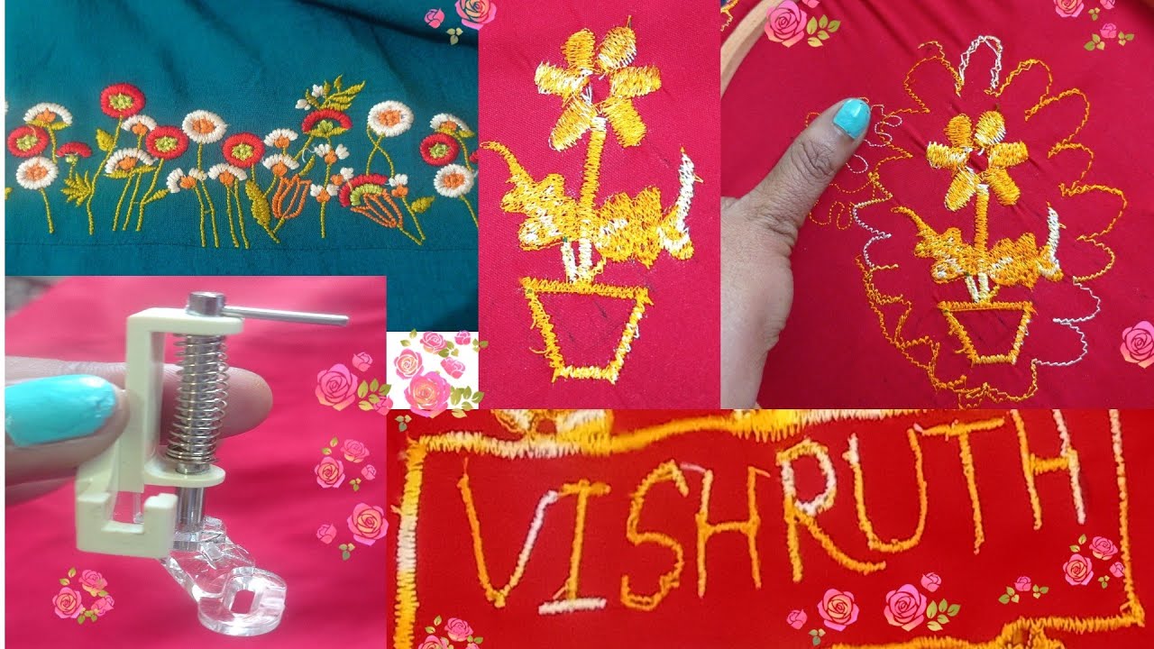 usha janome wonder stitch darning foot demo embroidery class4 in telugu