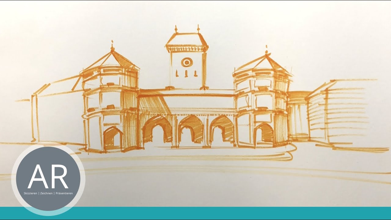 Gebäude einfach und schnell zeichnen lernen. Architektur-Zeichnung in