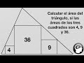 ¿Puedes calcular el area del triangulo grande? | [Un triangulo y tres cuadrados]