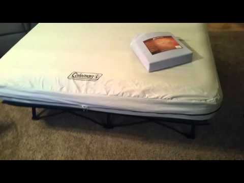 coleman twin airbed folding cot with side table and 4d battery pump