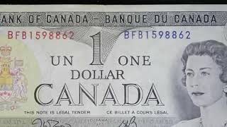 Mint Error 1973 $1 Canadian Paper bill