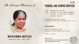 Viewing & Funeral Service | Marriamma Mathai | Live