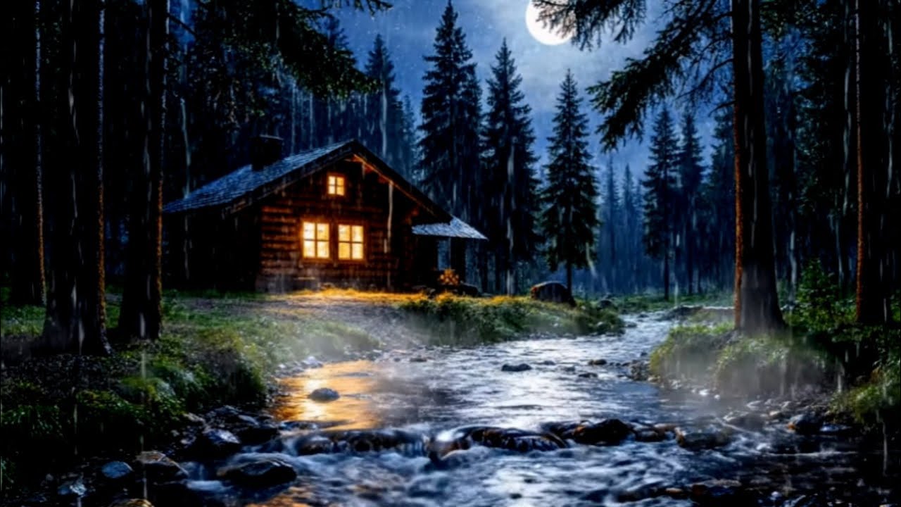 Forest Rain Sounds 🌲 Cozy Cabin by the Stream | Sleep & Relax - YouTube