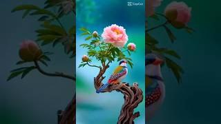 Tiny Bird’s Joy 🐦🌸 | Playing Beside Beautiful Flowers | Nature #shorts