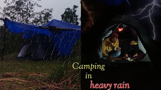 overnight duo camping in heavy rain tent camping | camping in heavy rain 🌧️