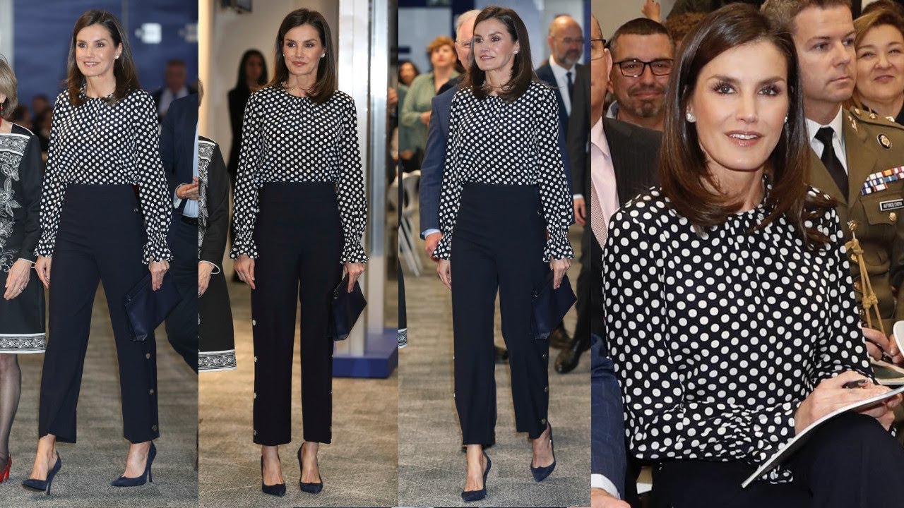 REINA LETIZIA ORTIZ con blusa de de CAROLINA HERRERA y pantalón culotte de HUGO BOSS - YouTube