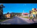 Driving on Polish village in the mountains rural Poland