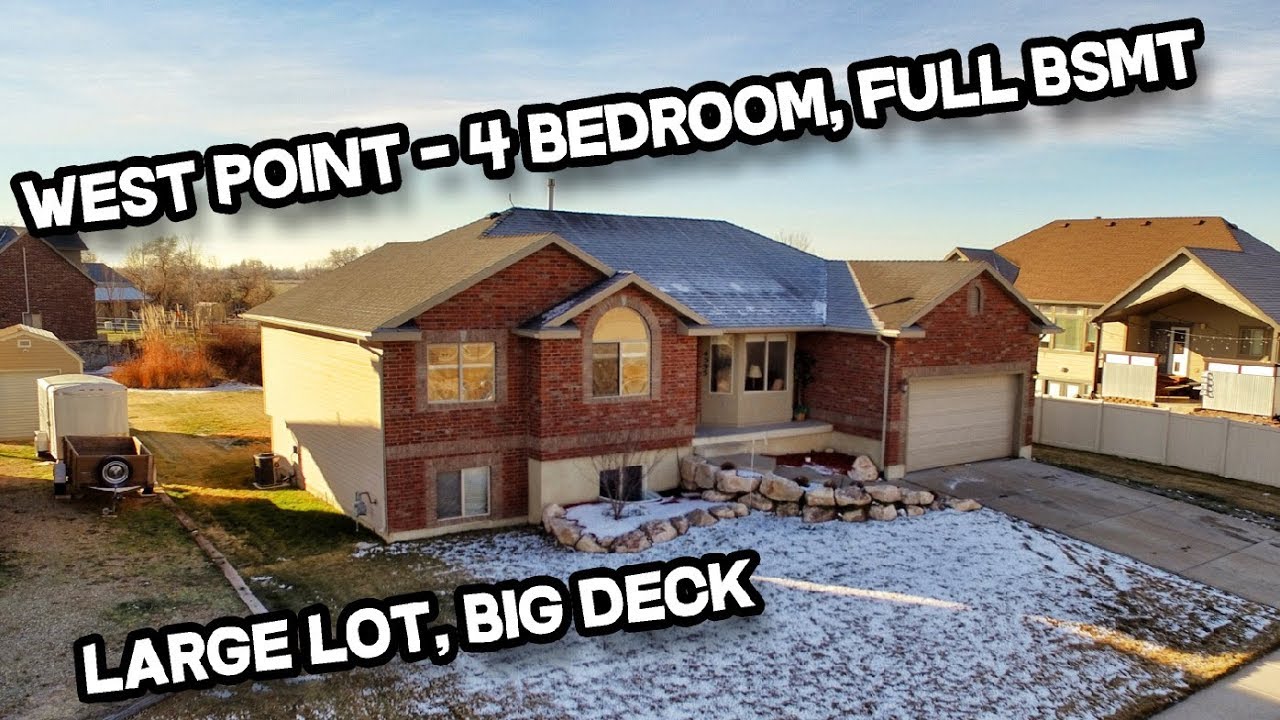 4 Bed 2 Bath West Point UT Rambler Home For Sale; Large Lot; Big Deck