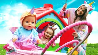 Baby Born Oyuncak Bebek Lina Ve Maya, Unicorn Olup Ev Yapıyor Eğlenceli Bebek Bakma