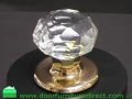 Clear Glass Faceted Mortice Door Knobs PB Rose Clear Glass Faceted Mortice Door Knobs PB Rose