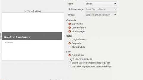 Printing a presentation in Impress-English