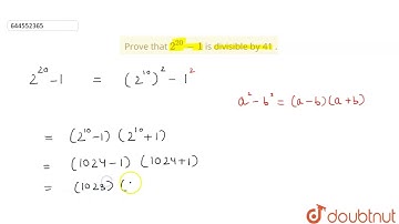 Prove that 2^(20) -1 is divisible by 41 .  | 12 | NUMBER THEORY | MATHS | RESONANCE ENGLISH | Do...