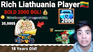 A Rich Player from Lithuania SOLD his 2000BGL For 30,000€ (Easy Money) - Growtopia