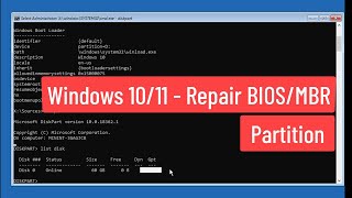 windows 10/11 - repair bios / mbr partition