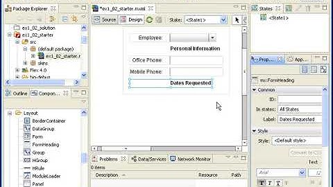 Laying out a form in Flash Builder design mode (Day 1 Lesson 8)