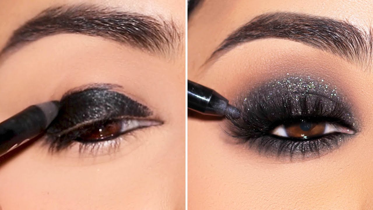 Black glitter smokey eyeshadow tutorial using our Ultra Glam eyeshadow, Glitter Eyeshadow Tutorial