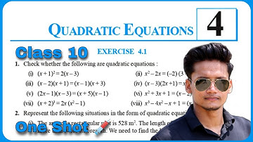 Class 10 Ex-4.1 Q1 Q2 Quadratic Equations Chapter 4 maths NCERT NEW Syllabus class 10 CBSE CLASS 10