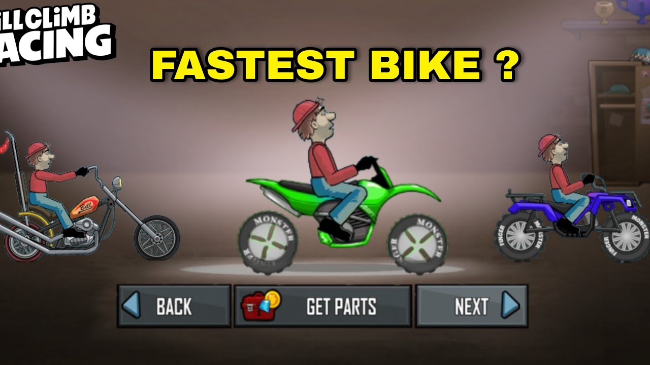 Hill Climb Racing : MOTOCROSS vs CHOPPER vs QUAD BIKE - FASTEST BIKE COMPARISON