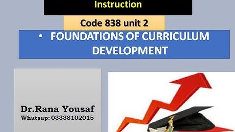FOUNDATIONS OF CURRICULUM DEVELOPMENT , Curriculum Development and instruction Code 838, Unit2 By Dr