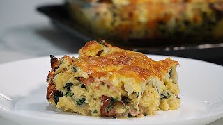 SAVOURY Spinach and Cheese,  BREAD PUDDING