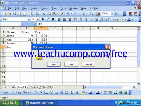 Excel 2003 Tutorial Closing Workbooks Microsoft Training Lesson 2.4