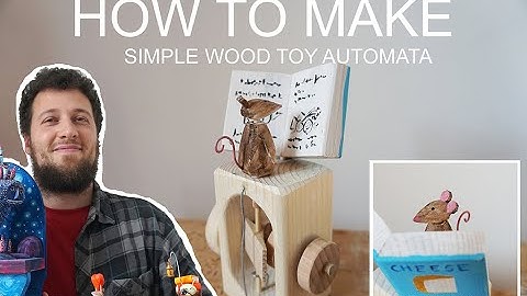 mouse reading a book, wood toy automata tutorial